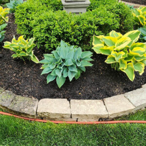 Photo of a stone garden border after being power washed
